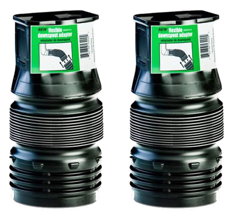 Flex-Drain ADP53202 Downspout Adaptor, Landscaping Drain Pipe Adapter 2 by 3 by 4-Inch (2 Pack) - Image 1